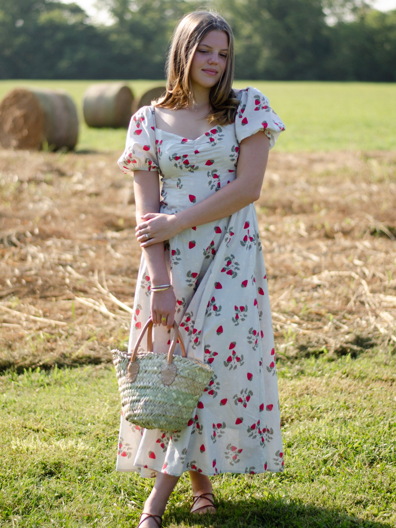Strawberry Haze Midi Dress- Final Sale