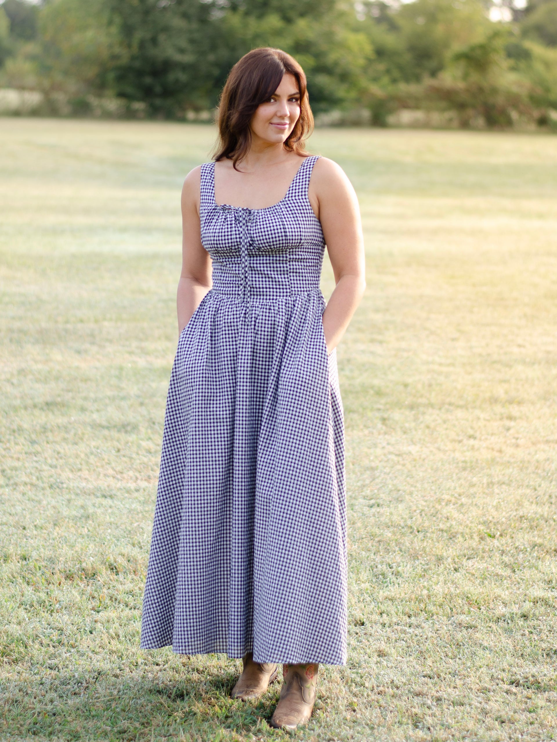 Lilian in black and white Gingham